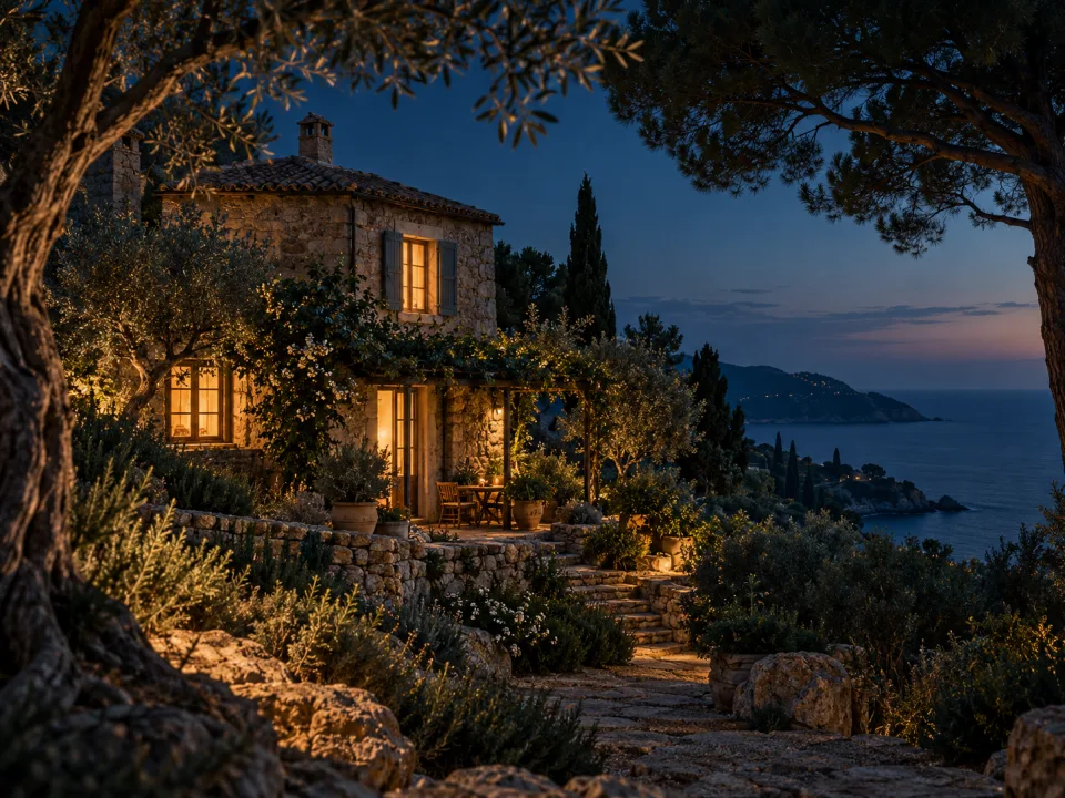 A welcoming home filled with warm light as evening settles outside.